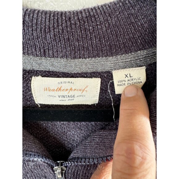 Original Weatherproof Men's Gray Sweater Size X-large long sleeve 3/4 zipper - Picture 3 of 6